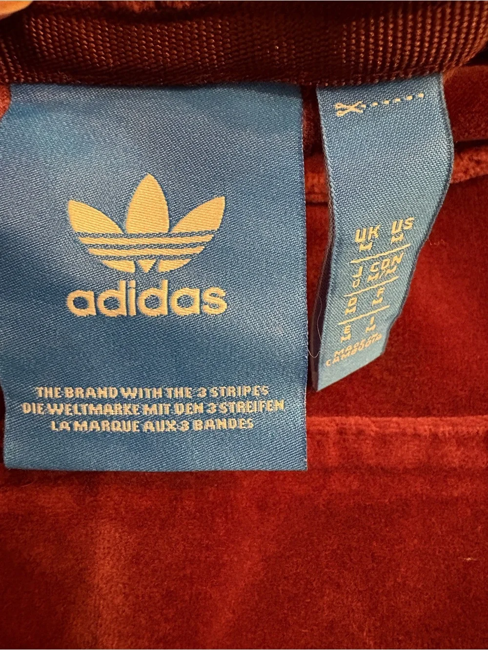adidas Retro Velour Hoodie Sweatshirt Maroon Burgundy Mens Medium